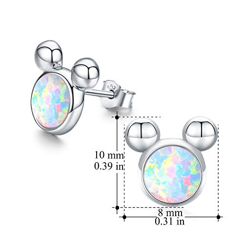 Mouse Opal Earrings,I Love You to The Moon and Back Necklace 925 Sterling Silver Opal Jewelry Gift for Women Girls - Image 5