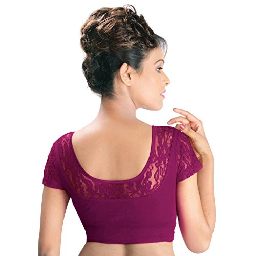 Image of Abhi Half Sleeve Cotton Blouse with Net at Back jmd2224