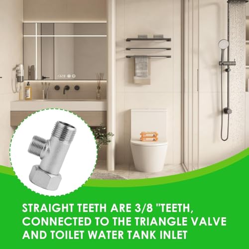 Annlpoy 2 pieces eckventil 3/8 t stück wc anschluss set wasserhahnverteiler umstellventil ventil umschalter toilet drain valve,180° drehbar, für Zuhause, Badezimmer, WC (9/163/8)