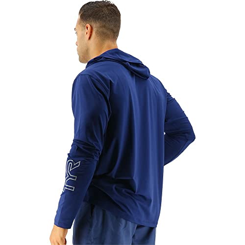 TYR Men's Long Sleeve Sun Protection Performance Hoodie Shirt UPF 50+3