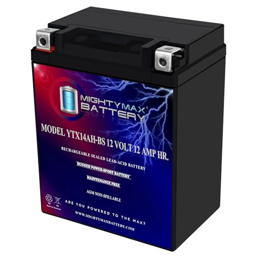 Mighty Max Battery YTX14AH 12V 12AH Battery for Yamaha 350 YFM35F, U Big Bear '87-'99