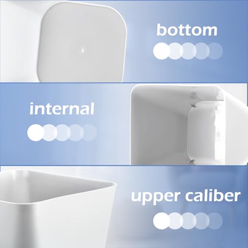 Image of Hoolerry 9 Pieces Garbage Can 2 Gallon Small Trash Cans Bulk Bathroom Trash Bin Plastic Wastebasket Square for Bedroom Slim Bathroom Trashcan Small Container for Kitchen Office Home(White)