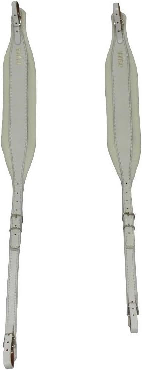 D'Luca DSG-WHLWHV Pro SG Series Genuine Leather Accordion Straps, White/White