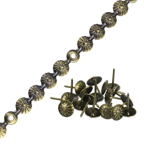 sourcing map Upholstery Tacks Strips, 1Meter Flower Decorative Nail Trims for Sofa Headboard Chair Furniture with Upholstery Nails (11mm Bronze)