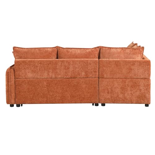 Image of ERYE 82.5 inch L-Shaped Left Facing Corner Sleeper Sectional Sofa with Pull Out Sleeper Couch Bed for Living Room,L-Shaped Boucle Upholstered Convertible Sofabed W /Storage Ottoman