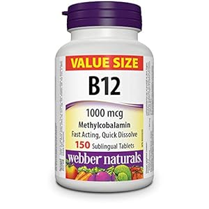 Webber Naturals Vitamin B12 1000 mcg, Quick Dissolve, 150 Tablets, Supports Energy Production and Metabolism