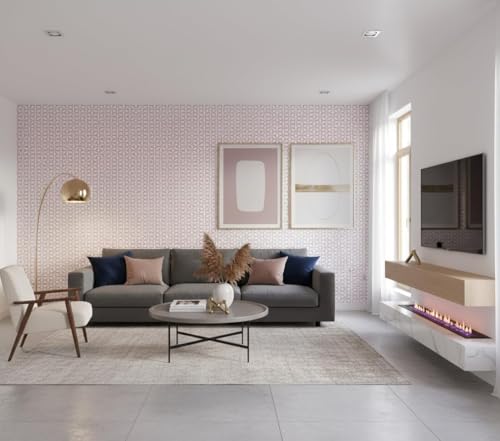 Image of KBR Purple & White Geometric Wallpaper (45 x 300 cm) - Elegant 3D Star Pattern Peel & Stick Self-Adhesive Waterproof Wall Covering Roll for Bedroom, Living Room & Kids Room Decor