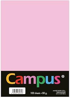 Campus - Papel de Colores A4 100 Unidades, 80g/m², 210 x 297 mm. Papeles A4 de colores con tacto suave, perfectas para encuadernación, oficina, dibujo y manualidades. Color Rosa