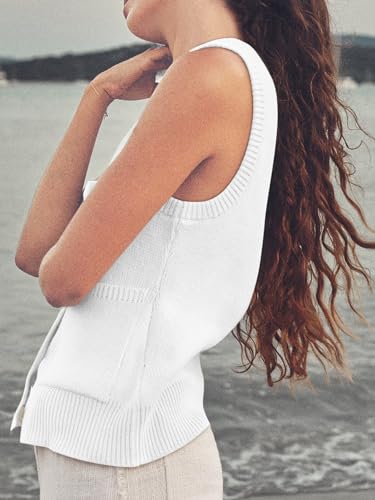 Yousify Womens Sweater Vest Summer Ribbed Tank Tops Sleeveless Button Down Shirts Scoop Neck Top for Women3