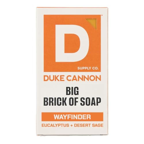 Image of Duke Cannon Supply Co. Extra Large Bar Soap - Men's Natural Soap with Masculine Scents - Made in the USA with Domestic & Globally Sourced Materials - All Skin Types - Big Brick - Wayfinder,10 oz | Eucalyptus + Desert Sage Scent - Triple-Milled Men's Bar Soap - Deep-Cleansing Bath Bar