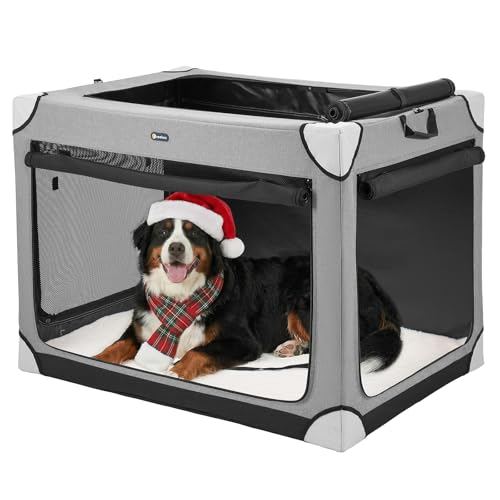 Veehoo Large Travel Dog Crate with Mat, Collapsible Outdoor Soft Dog Crate