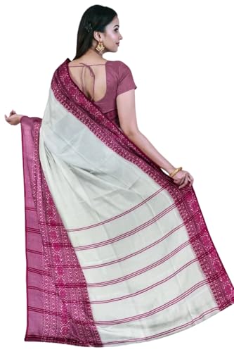Image of eC ESHA'S COLLECTION Women's Cotton Blend Begumpuri Handloom Saree With Unstitched Running Blouse Piece