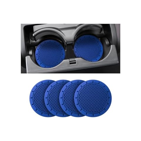 Osilly Car Cup Coaster, 4 Pack Anti-Slip Cup Holder for Auto, 2.75 inch PVC Insert Drink Mat, Waterproof Fixed Holder, Universal Automotive Interior Accessories, Fit for Most Vehicles (Dark Blue) Cover