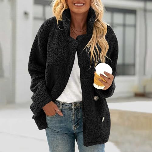 Bidobibo Sherpa Jacket for Women Winter Lapel Open Front Fleece Cardigans Jackets Fuzzy Faux Fur Warm Sweaters Coats2