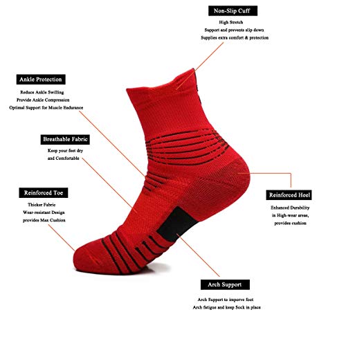 Performance Ankle Athletic Socks Comfort Cushioned Breathable Compression Running Sports Socks Men Pack (5 Pairs Pack) #TOP1