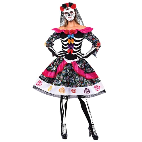 Spooktacular Creations Día de la mujer Día Los muertos Spanish Spanish Juego para Halloween Lady Dress Up Party, Dia Los Muertos (Medium)