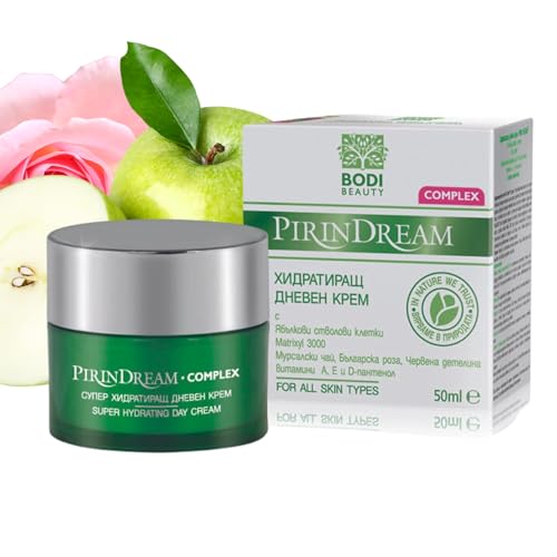 BODI BEAUTY Crema de día Pirin Dream Complex con Matrixyl 3000, té mural, agua de rosas búlgara y trébol rojo, crema facial para mujer, cuidado facial, sin parabenos, skincare 50 ml