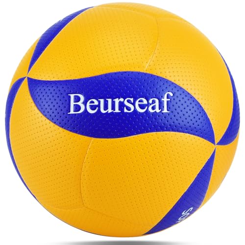 Beurseaf Pelota de Voleibol, Pelota Voleibol, Tacto Suave Voleibol de Playa, Balon Voleibol Oficial Talla 5 para Interior y Exterior, Balon Voley Playa (Azul/Amarillo-2)