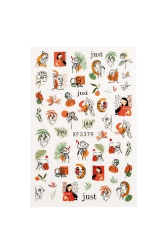 Nail Art Tırnak Süsleme Sticker, Tırnak Dövmesi, Tırnak Tattoo, Turuncu