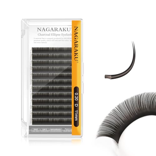 NAGARAKU Flat Ellipse Eyelash Extensions 0.20 D 11mm Charcoal Grey