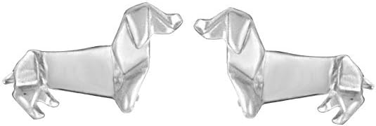 Boma Jewelry Sterling Silver Origami Dachshund Wiener Dog Stud Earrings