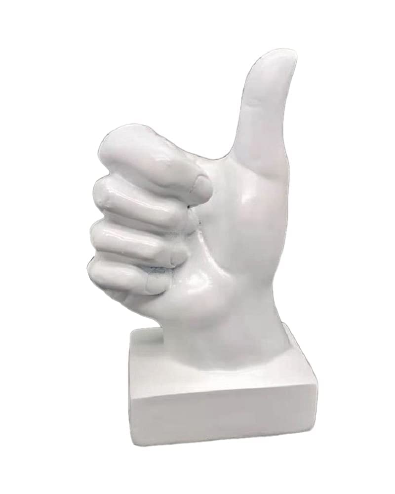 Creative Hand Sculpture Decor,Resin Finger Statue Sculpture Home & Office Desk Ornament (White-Thumb)