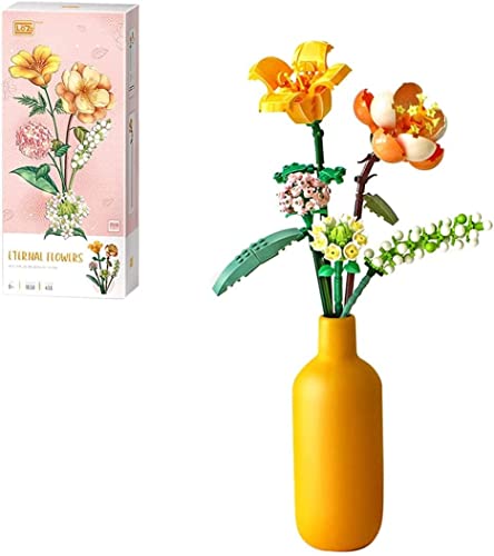 YILETKC Blumenstrauß Bausteine, 456 Teilige künstliche Blumen Bausatz, DIY Botanik Kollektion Deko Geschenk für Erwachsene Kompatibel mit Lego 10280 Creator Flower Bouquet - ohne Vase