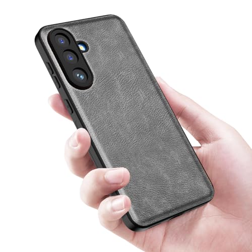 Image of Kapa Tux Leather Back Cover for Samsung Galaxy M56 | Slim Shockproof Camera Protection Bumper Case (Grey)