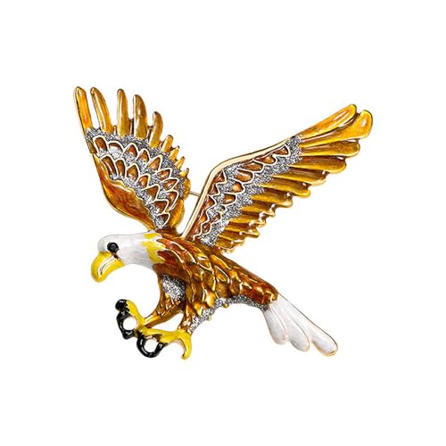 Image of Shiny Eagle Bird Brooch Pin for Women Men Gold Plated Fashion Enamel Flying Animal Brooches Lapel Pins Dainty Hat Bag Suit Dress Accessories Birthday Holiday Festival Jewelry Gift