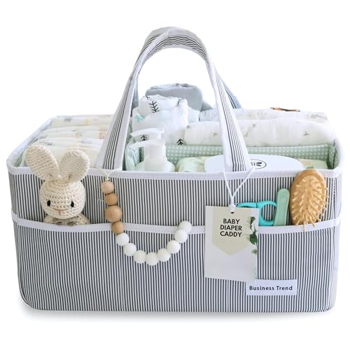 BUSINESS TRENDZ Nappy Caddy Organiser | Large Portable Baby organizer with Handles | Nursery Bedroom & Car Travel Essential | Holds Nappies Wipes & Creams Newborn Essentials - Baby Shower