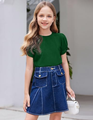 Image of Arshiner Girls T Shirts Twist Short Sleeve Summer Shirts Fashion Crewneck Tops Tee Blouse