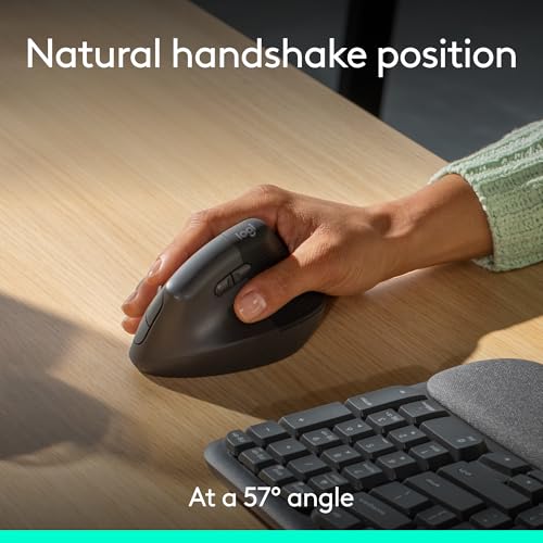 Image of Logitech Wave Keys & Lift Vertical Mouse - Ergonomic Wireless Keyboard and Mouse Combo - with Cushioned Palm Rest, Easy-Switch, Bluetooth, for Multi-OS, Windows /Mac - Graphite