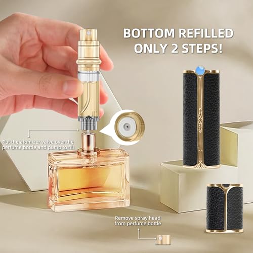 CF00BKS Leather Perfume Bottle 5ml – Bottom-Fill Refillable Dispenser, Leak-Proof & Portable for Men & Women, Ideal for Travel, Gifting & Daily Use (CF00BKS)4