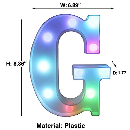 Image of Pooqla Colorful LED Marquee Letter Lights with Remote - Light Up Marquee Signs - Party Bar Letters with Lights Decorations for The Home - Multicolor G