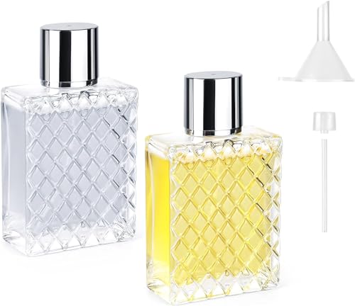 💖【Sensazione Confortevole e Antiscivolo】La bottiglia di profumo in vetro con design a griglia diamantata è molto comoda da tenere in mano. E il punto sporgente può avere un effetto antiscivolo e non è facile scivolare durante l'uso.
