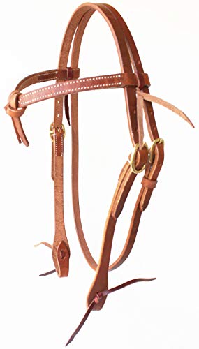 CHALLENGER Leather Horse Saddle Western Futurity Knot Headstall Bridle Tack Brass 78RT02HS