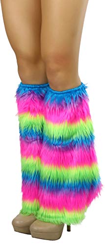 Image of ToBeInStyle Women's Faux Vibrant Fur Retro Daring 60' Inspired Ravewear Knee High Leg Warmers