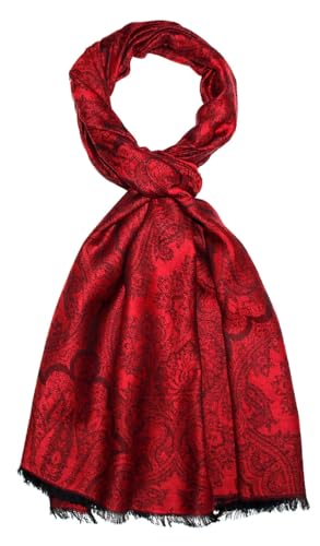Écharpe homme coton Lorenzo Cana cachemire rouge noir cadeau de créateur élégant