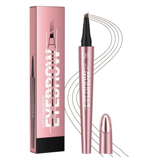Micro-Fork Eyebrow Pencil for Sparse & Thin Brows 4-Tip Eyebrow Pen for Natural Hair-Like Strokes Smudge-Proof Makeup Tool for Defined Brows (02# Brown)