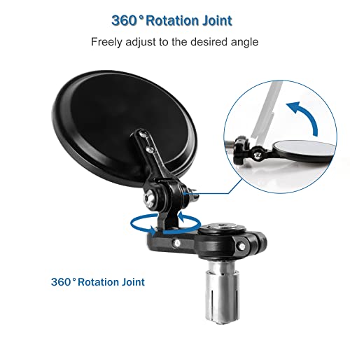 Singaro Motorcycle Mirror, Motorcycle Universal With 7/8'' Handlebar Stem End Mirror, Rotatable And Adjustable Angle, Motorcycle Exterior Accessories – Round #TOP2