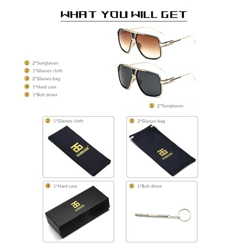 Image of Aviator Sunglasses for Men Retro Fashion Gold Oversized 70s shades | Disco Party Casual Lentes De Sol Hombre Large Big Designer 70s Outfits Sun Glasses Cool Metal Vintage Stylish Tinted Eyewear