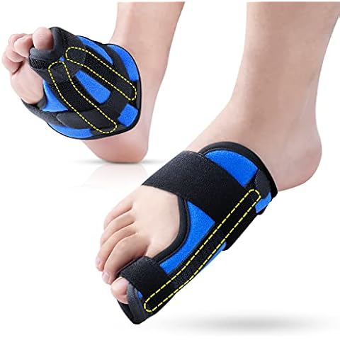 Big Toe Splint for Women & Men, Broken Big Toe Support Brace for Big Toe Fracture Fixation,Sports Sprains,Injuries, Adjustable Big Toe Protector with 2 Aluminum Bars for Day & Night Use - Left（Blue） Cover