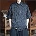 Chinese Style Shirts For Man Tang Dress Hanfu Half-Sleeve Shirt Male Wheat Jacquard Kung Fu Outfit Loose Black White Casual Tops(White,M)
