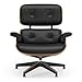 WOWT Top Black PU Leather, Mid Century Chaise Lounge Chair and Ottoman, Modern Chair Classic Design, Palisander Wood, Heavy Duty Base Support for Living Room Office