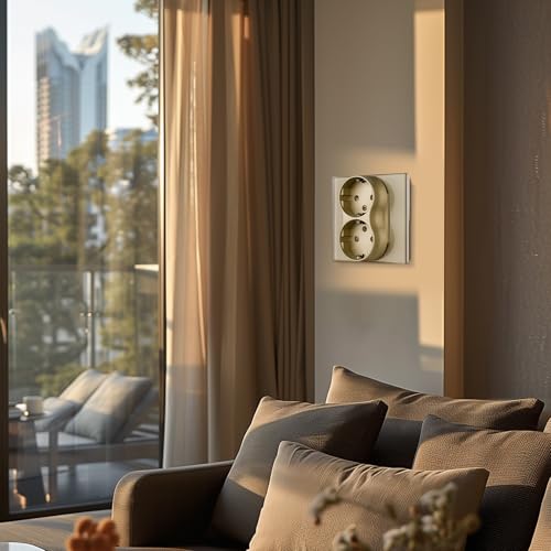 BSEED Schuko Steckdose 2 Fach auf einem Sockel, unterputz Steckdose Glas, Doppelsteckdose Unterputz passt in einem Unterputzdose, Doppel Wandsteckdose 16Amp EU Steckdose Gold - 86mm