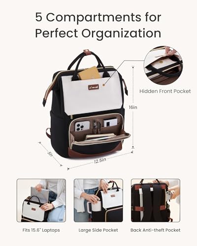 Image of LOVEVOOK Laptop Backpack for Women with Giant Tumbler Holder Pocket, 15.6 inch Travel Work Bag Purse for Nurse Teacher, Waterproof Casual Daypack Bookbag for College Business