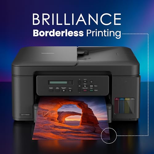 DCP-T730DW | Space-saving, feature-packed all-in-one printer for home and office use, A4 print speed up to 16/15.5 ipm (Mono/Colour), WiFi, WiFi-Direct, USB 2.0, Auto 2-sided (Duplex) printing.