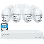 ANRAN 4K Security Camera System, 4pcs H.265 PoE Wired PTZ Cameras with Auto-Tracking, Person Vehicle Detection, 8MP 8CH NVR with 2TB HDD for 24-7 Recording