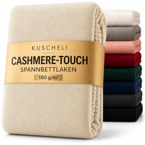 Kuscheli® - warme Spannbettlaken aus Cashmere-Touch Stoff - Verschiedene Größen und Farben - Bettlaken Jersey Fleece Biber Spannbetttuch… – Ansicht 1