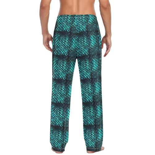 Men's Python Skin Pattern Pajama Pants with Elastic Waistband | Soft Lounge Sleepwear | Breathable Sleep Pants for Home（196）2